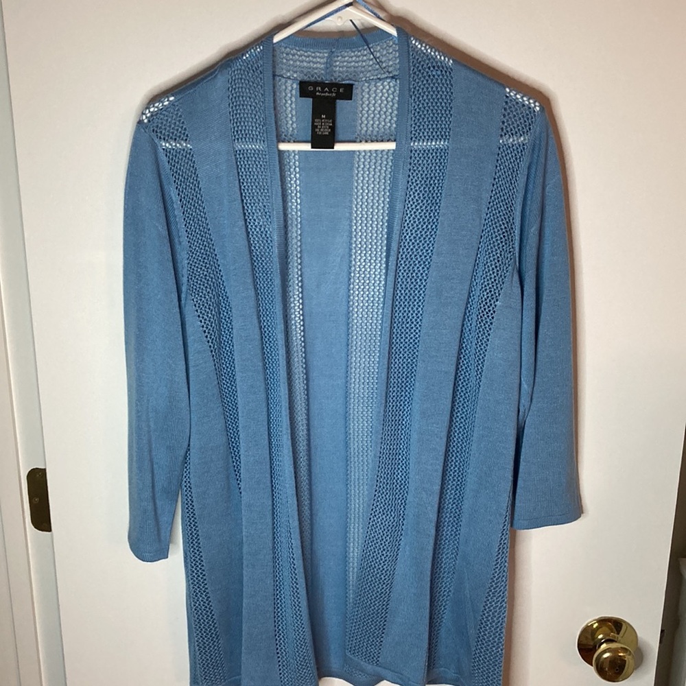 Grace lightweight blue Cardigan. Size M